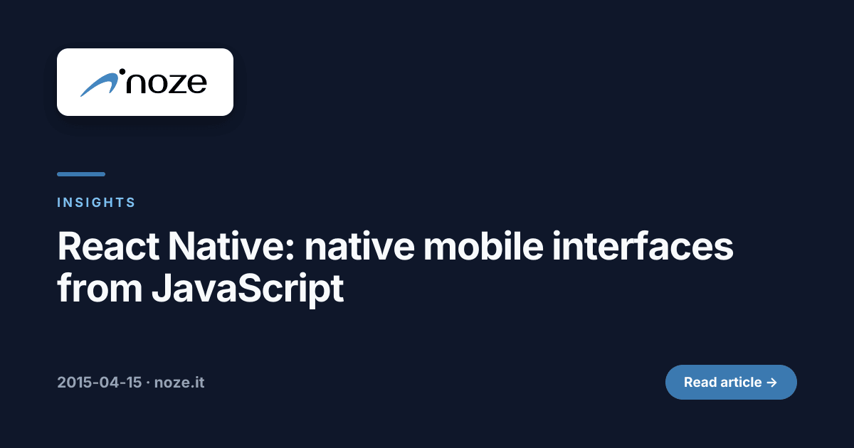Interface Native Mobile React Native: native mobile interfaces from JavaScript | noze